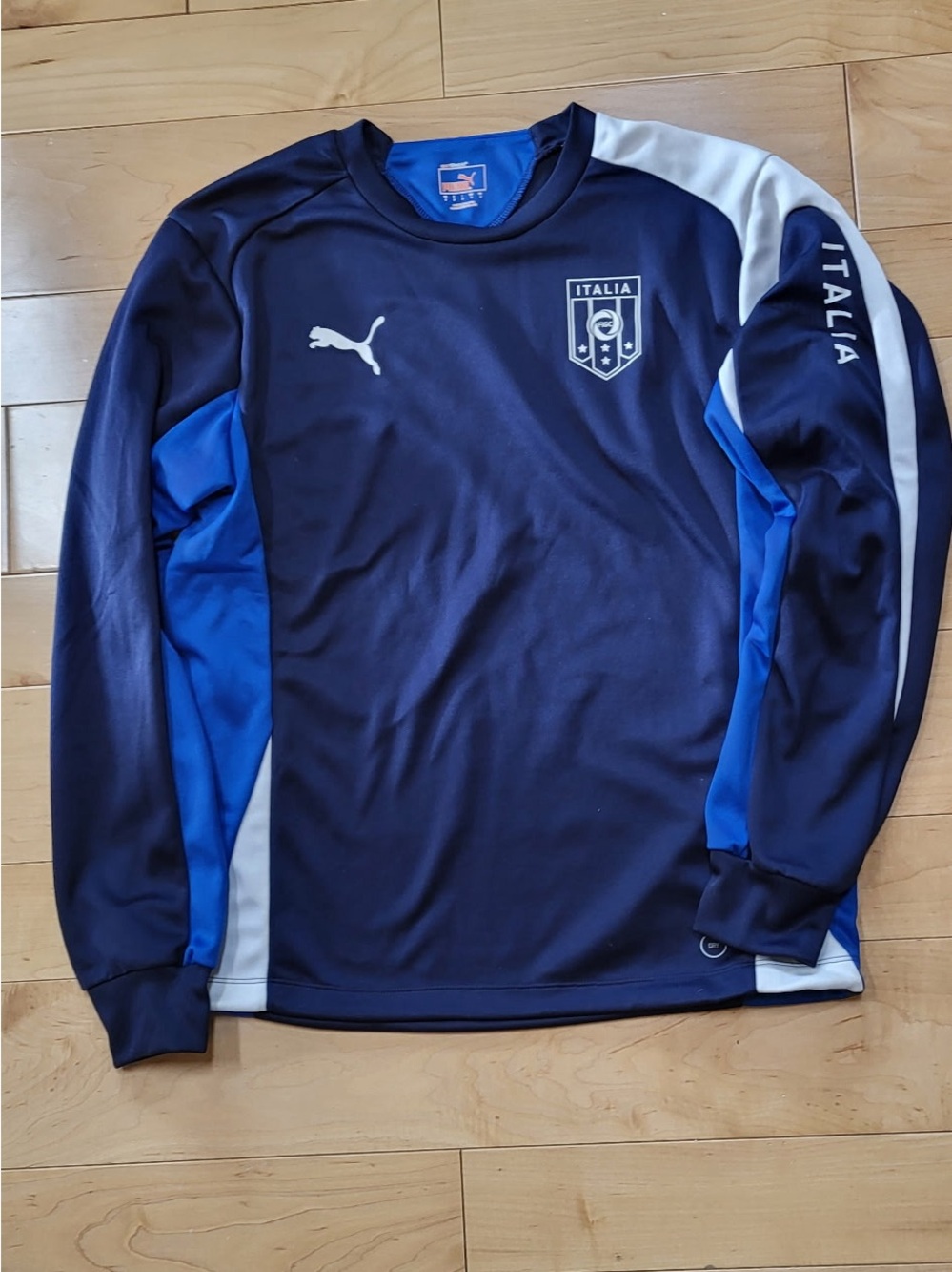 Puma Italia Long-Sleeve Training Top - Navy & Royal Blue with White Accents